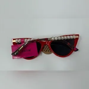 Betsey Johnson Spice of Life Cat Eye Faux Pearl Arms Red Sunnies Sunglasses NWT Betsey Johnson | Accessories | Betsey Johnson Spice Of Life  main image 3